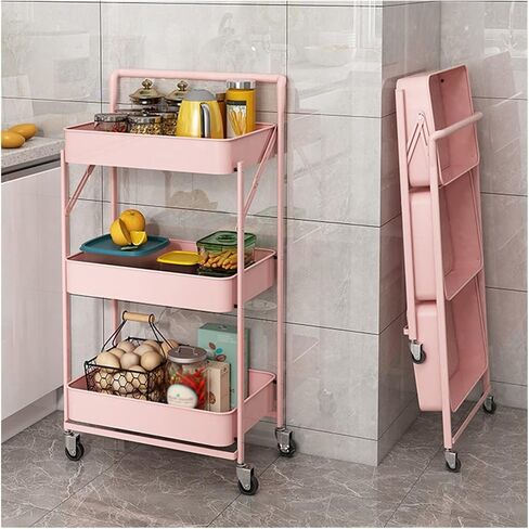 Slim Rolling Storage Cart for,Kitchen Utility Car， for Beauty Craft Art Mobile Utility Cart(White) in Saudi Arabia