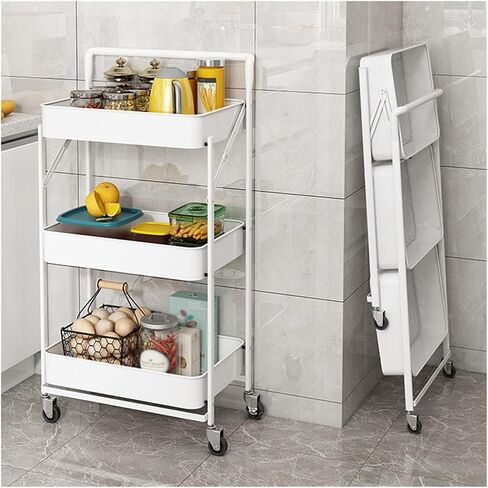 Slim Rolling Storage Cart for,Kitchen Utility Car， for Beauty Craft Art Mobile Utility Cart(White) in Saudi Arabia