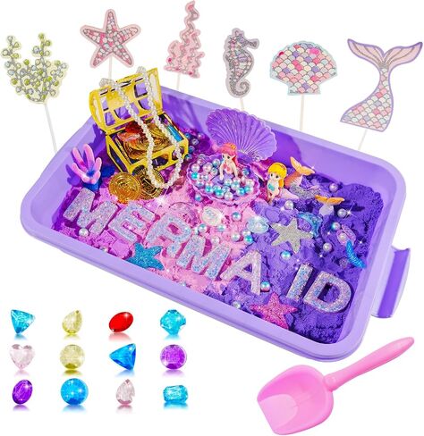 Bbiamsleep Dinosaur Sensory Bin, 147 Pcs Dinosaurs Sand Kit with Sandbox 2.2 lbs Color Sensory Sand 10 Dinosaur Mould 9 Tools Dinosaur Sensory Bin Fillers for Birthday Party in Saudi Arabia