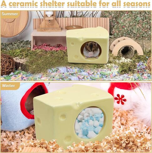 PINVNBY Cactus Ceramic Dwarf Hamster Hideout, Hamster Water Bottle, Sand Bath, Food Bowl & 125ML Water Bottle Holder for Dwarf Hamster Cage Accessories in Saudi Arabia