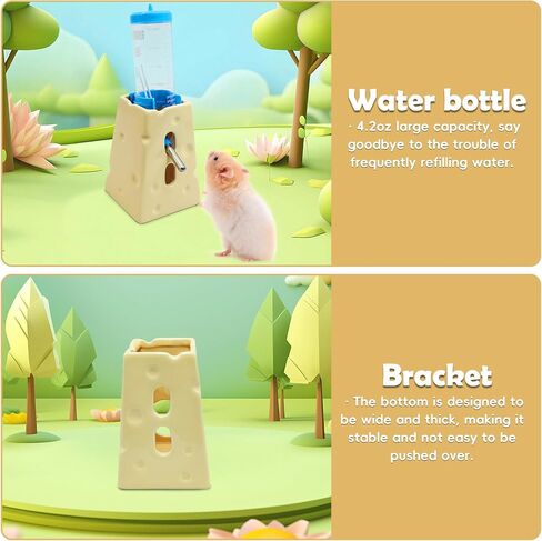 PINVNBY Cactus Ceramic Dwarf Hamster Hideout, Hamster Water Bottle, Sand Bath, Food Bowl & 125ML Water Bottle Holder for Dwarf Hamster Cage Accessories in Saudi Arabia
