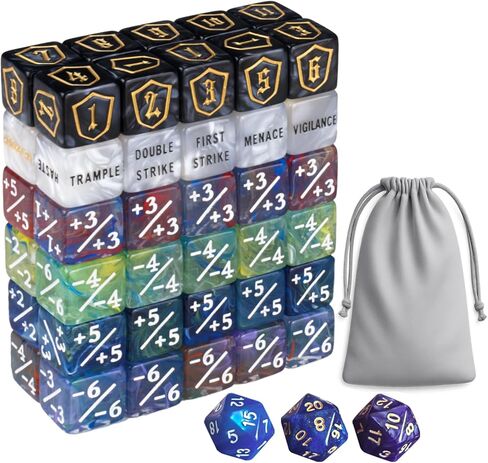 63 PCS MTG DICE عدادات ذات قدرات رئيسية لعدادات الكلمات الرئيسية وعدادات الحياة MTG ، و DICE SET لألعاب MTG و TCG وألعاب الورق ، وسحر ملحقات التجمع in Kuwait