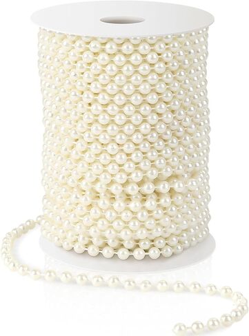حبات اللؤلؤ ، 6 مم من عاجي ، سلسلة من اللؤلؤ 82 قدم جاللاند لؤلؤة لؤلؤة الشجرة عيد الميلاد حبات حبلا الخزان لفة للحرف اليدوية المركزية الزفاف حفل زفاف شجرة عيد الميلاد شجرة الشجرة in Kuwait