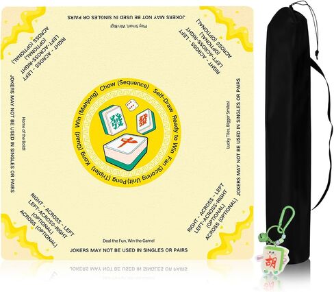 Mahjong Mat for Table with Learning Rules 35x35 Inch Non-Slip Noise Reduction Mahjong Mat for Mahjong Poker Board Games Dominoes and Card Games(with Mahjong Keychain&Carrying Bag, Pink) in Saudi Arabia