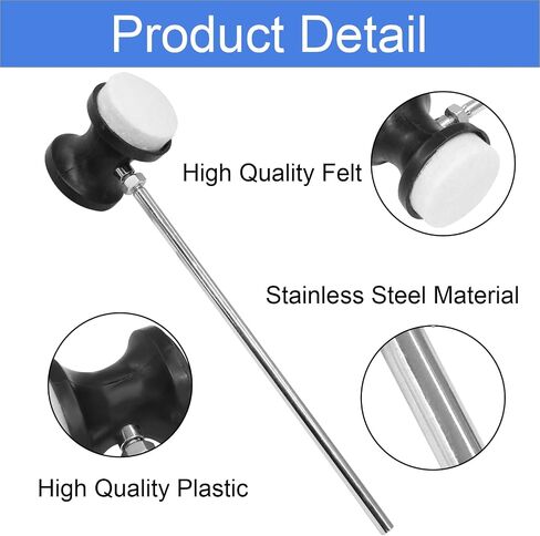 Double Kick Bass Drum Pedal Beater Mallet, Dual Sided Foot Pedal Beater with Stainless Steel Shaft, Drum Percussion Instrument Accessory Part - 1 Pack Black in Kuwait