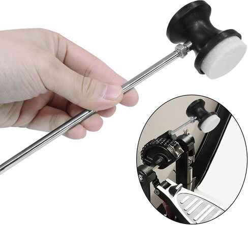 Double Kick Bass Drum Pedal Beater Mallet, Dual Sided Foot Pedal Beater with Stainless Steel Shaft, Drum Percussion Instrument Accessory Part - 1 Pack Black in Kuwait