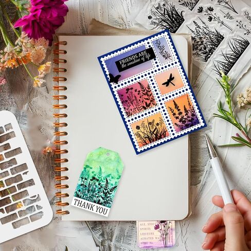 GLOBLELAND Flower Corner Clear Stamps Label Frame Cutting Dies PET Painting Stencils for Card Making Insect Butterfly Bee Silicone Stam Flourish Corner Die Cuts PET Paint Stencils for DIY Scrapbooking in Saudi Arabia