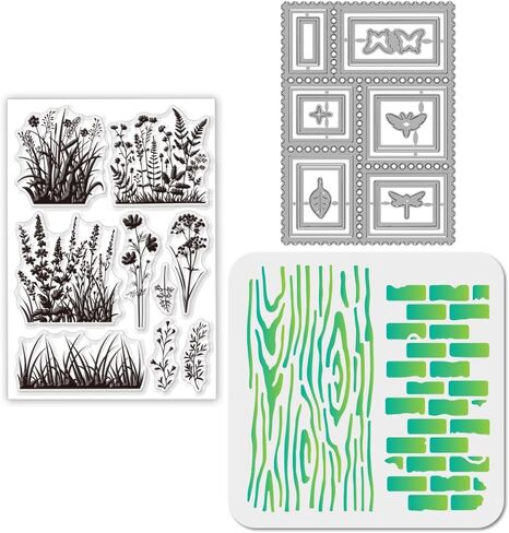 GLOBLELAND Flower Corner Clear Stamps Label Frame Cutting Dies PET Painting Stencils for Card Making Insect Butterfly Bee Silicone Stam Flourish Corner Die Cuts PET Paint Stencils for DIY Scrapbooking in Saudi Arabia