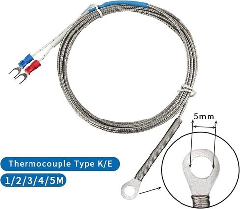 5mm Hole Washer K/E Type Thermocouple Temperature Sensor Probe 1/2/3/4/5M Cable 1Pcs(K Type 5M) in Saudi Arabia