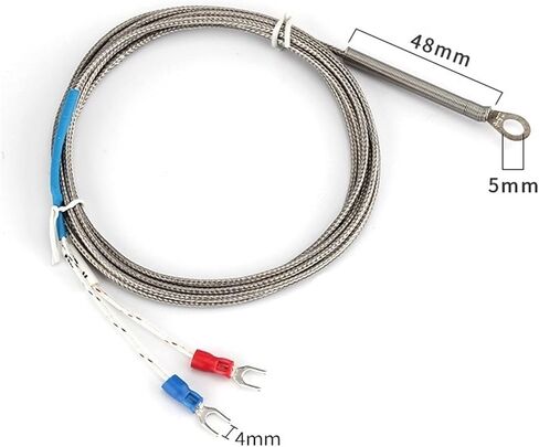 5mm Hole Washer K/E Type Thermocouple Temperature Sensor Probe 1/2/3/4/5M Cable 1Pcs(K Type 5M) in Saudi Arabia