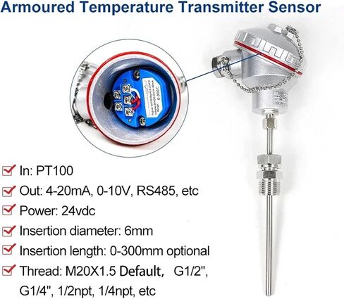 PT100 J K-type Transmitter M20x1.5 مقاومة حرارية TC RTD مستشعر 1PCs (PT100 100MM-L 6MM-D) in Saudi Arabia