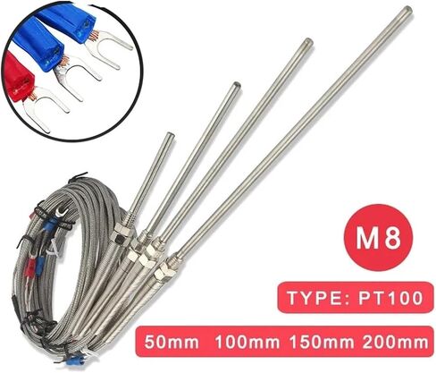 Thermocouple M8 PT100 نوع درجة الحرارة مستشعر المسمار كبل خيط المسمار -200-600 درجة 1pcs (PT100 5 متر ، 100 مم) in Saudi Arabia