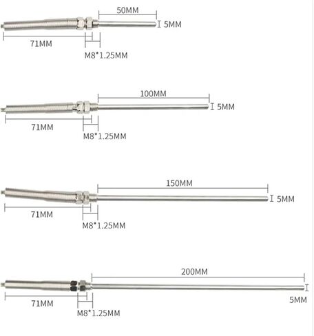 Thermocouple M8 PT100 نوع درجة الحرارة مستشعر المسمار كبل خيط المسمار -200-600 درجة 1pcs (PT100 5 متر ، 100 مم) in Saudi Arabia