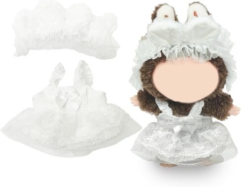 ملابس متوافقة مع دمية Labubu ، مجموعة ملابس Labubu - فستان وردي + عقال القوس + حقيبة كتف بيضاء لدمع لابوبو ، إكسسوارات أنيقة لدمية لابو 17 سم ، لا دمية (حلم كاميليا الوردي) in Kuwait