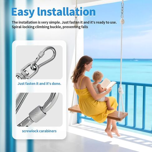 Aheucndg 1200 lb Capacity Heavy Duty Double Ended Eye Hook with Snap Hook, SUS304 Swivel Hooks 1Pack + Snap Hooks 2Pack, for Aerial Yoga, Hanging Hammock, Web Tree Swing, Swing Spinner (M8 in Saudi Arabia