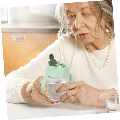 SAFIGLE 3pcs Adult Cup with Straw Lid Spillproof Drinking Cup for Bedridden Elderly -spill Design Precise Measurement Lines for Caregivers Patients in Saudi Arabia