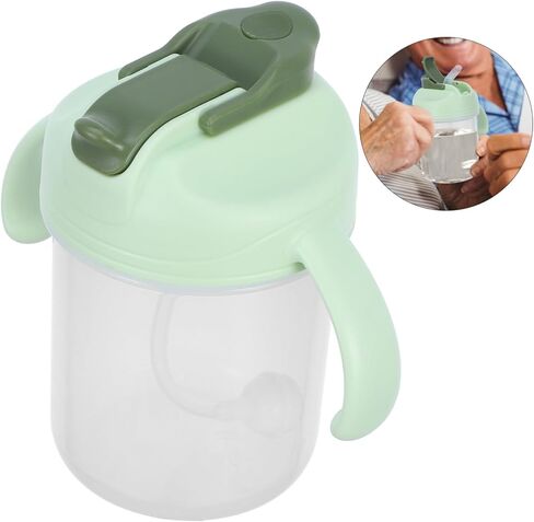 SAFIGLE 3pcs Adult Cup with Straw Lid Spillproof Drinking Cup for Bedridden Elderly -spill Design Precise Measurement Lines for Caregivers Patients in Saudi Arabia