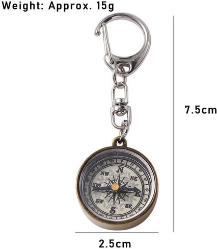 Gold Vintage Zinc Alloy Metal Compass with Chain, Key Ring Camping Compass Keychain Navigation Tools Key Ring,Compasses Electronics and Gadgets Recreation Accessories in Saudi Arabia