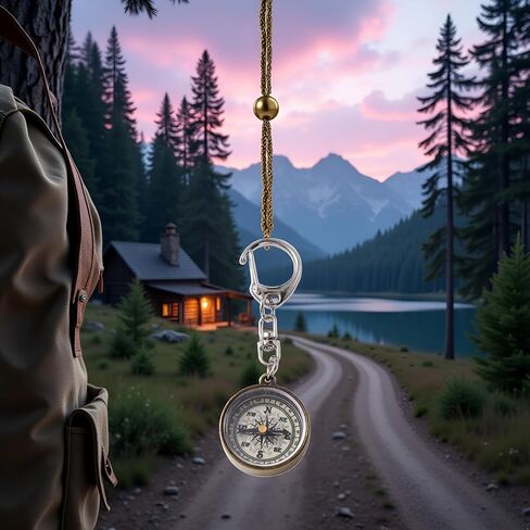Gold Vintage Zinc Alloy Metal Compass with Chain, Key Ring Camping Compass Keychain Navigation Tools Key Ring,Compasses Electronics and Gadgets Recreation Accessories in Saudi Arabia