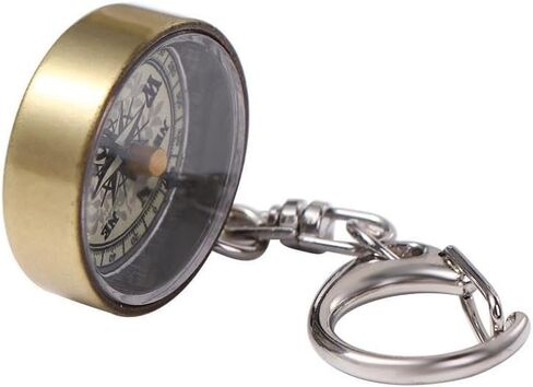 Gold Vintage Zinc Alloy Metal Compass with Chain, Key Ring Camping Compass Keychain Navigation Tools Key Ring,Compasses Electronics and Gadgets Recreation Accessories in Saudi Arabia
