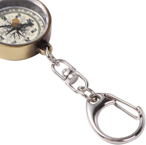 Gold Vintage Zinc Alloy Metal Compass with Chain, Key Ring Camping Compass Keychain Navigation Tools Key Ring,Compasses Electronics and Gadgets Recreation Accessories in Saudi Arabia