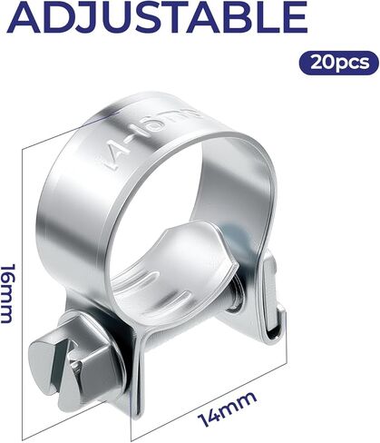 3/8 "خط الوقود المشبك 304 من الفولاذ المقاوم للصدأ ، 20pcs قابلة للتعديل أنبوب خرطوم مشبك أنبوب المشبكات مصغرة حقن الوقود خط خرطوم الغاز للسيارات (9/16 ''-5/8 '' ديا) in Saudi Arabia