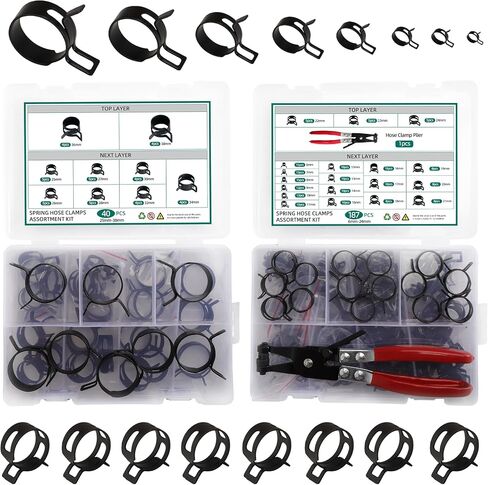 227pcs 6-38mm النطاق الزنبركية خرطوم مجموعة مجموعة تشويش مع دوار النطاق المسطح فرقة خرطوم الوقود ، 28 أحجام خرطوم زنبرك خط الوقود خط الوقود مشبك خرطوم أنبوب أنبوب أنبوب خرطوم الهواء أنبوب الهواء. in Saudi Arabia