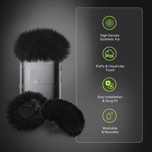 Microphone Windscreen for DJI Mic-2, Replacement Pop Filter & Wind Muff, Anti-Pop & Noise Canceling Fuzzy Cover, Only for DJI Mic-2 Wireless Microphone (Not for DJI Mic-1) (2PCs-Black) in Saudi Arabia