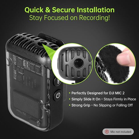 Microphone Windscreen for DJI Mic-2, Replacement Pop Filter & Wind Muff, Anti-Pop & Noise Canceling Fuzzy Cover, Only for DJI Mic-2 Wireless Microphone (Not for DJI Mic-1) (2PCs-Black) in Saudi Arabia