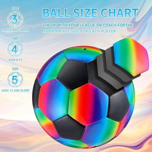 Retisee 2 PCS Rainbow Soccer Ball مع المضخة الرسمية الحجم الداخلي في الهواء الطلق ناعمة كرة القدم القابلة للنفخ للطفل للطفل في سن المراهقة للبالغين لممارسة لعبة in Kuwait