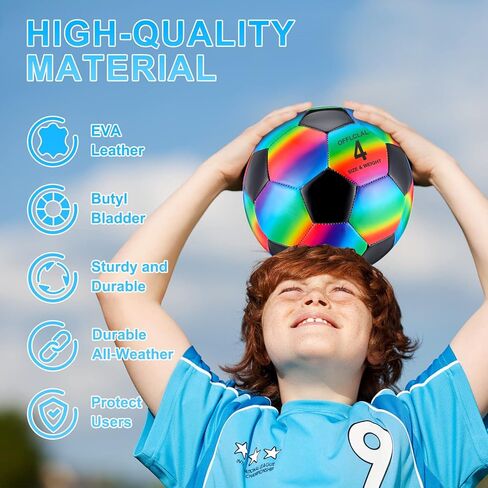 Retisee 2 PCS Rainbow Soccer Ball مع المضخة الرسمية الحجم الداخلي في الهواء الطلق ناعمة كرة القدم القابلة للنفخ للطفل للطفل في سن المراهقة للبالغين لممارسة لعبة in Kuwait