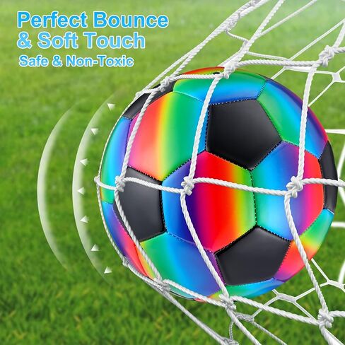 Retisee 2 PCS Rainbow Soccer Ball مع المضخة الرسمية الحجم الداخلي في الهواء الطلق ناعمة كرة القدم القابلة للنفخ للطفل للطفل في سن المراهقة للبالغين لممارسة لعبة in Kuwait