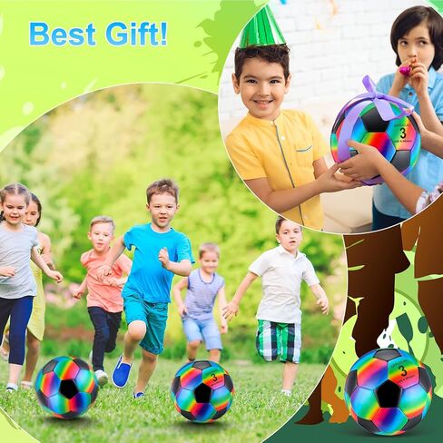 Retisee 2 PCS Rainbow Soccer Ball مع المضخة الرسمية الحجم الداخلي في الهواء الطلق ناعمة كرة القدم القابلة للنفخ للطفل للطفل في سن المراهقة للبالغين لممارسة لعبة in Kuwait
