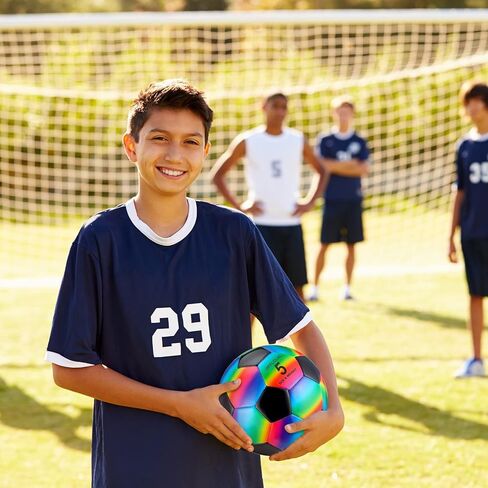 Retisee 2 PCS Rainbow Soccer Ball مع المضخة الرسمية الحجم الداخلي في الهواء الطلق ناعمة كرة القدم القابلة للنفخ للطفل للطفل في سن المراهقة للبالغين لممارسة لعبة in Kuwait