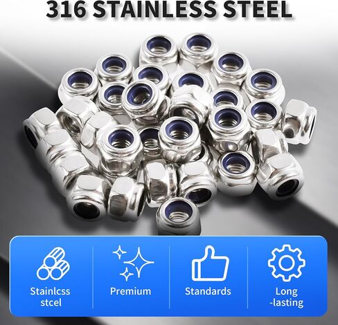 25 PCS 5/16-18 NYLON INSERTED NYX Lock Nuts ، NUT LOCKING SELING ، 304 من الفولاذ المقاوم للصدأ مع النايلون إدراج ذاتي ، خيط كامل للتشطيب الكامل لإصلاح أجهزة الأثاث DIY in Saudi Arabia