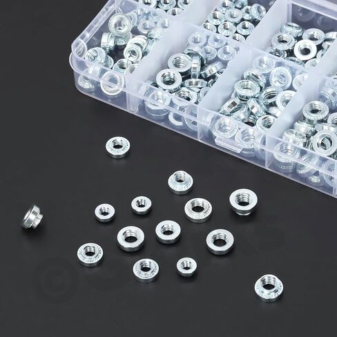 Glarks 220pcs M3 M4 M5 Zinc مطلي بالنقص المصنوع من الصواميل ، 304 من الفولاذ المقاوم للصدأ جائزة برشام برشام ، مثبتات صامتة ذاتية للآلات للآلات ، الصناعة in Saudi Arabia