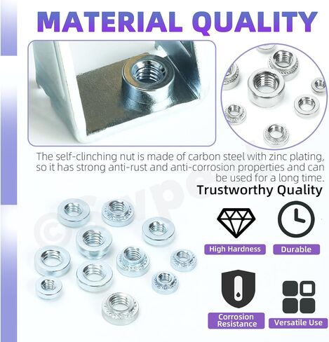 Swpeet 220Pcs 11 Sizes M3 M4 M5 Blue White White Carbon Steel Galvanized Self Clinching Nuts Assortment Kit, Metal Knurled Rivet Nut Fasteners for Machinery Electrical Products in Saudi Arabia