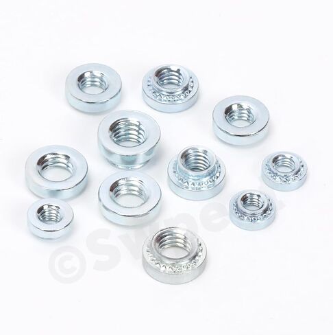 Swpeet 220Pcs 11 Sizes M3 M4 M5 Blue White White Carbon Steel Galvanized Self Clinching Nuts Assortment Kit, Metal Knurled Rivet Nut Fasteners for Machinery Electrical Products in Saudi Arabia