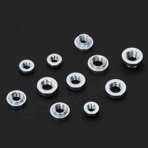 Swpeet 220Pcs 11 Sizes M3 M4 M5 Blue White White Carbon Steel Galvanized Self Clinching Nuts Assortment Kit, Metal Knurled Rivet Nut Fasteners for Machinery Electrical Products in Saudi Arabia