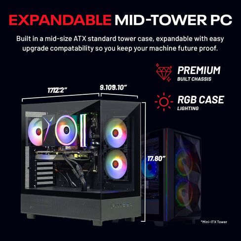 Skytech Chronos 3 Gaming PC Desktop ، Ryzen 7 7700 3.8 GHz (5.3GHz Turbo) ، AMD RX 9060 XT 8GB ، 1TB Gen4 NVME SSD ، 32GB DDR5 RAM 5200 RGB ، 650W GOLD ، WI-FI ، WIN 11 in Kuwait