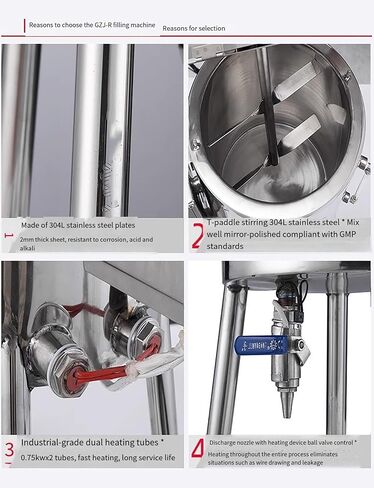 Heating Mixing Filling Machine, 15L Stirring Tank Lipstick Paste Filler, Heating Lipstick Mixing Filling Machine, 0-300℃ Adjustable for Lipstick, Shoe Polish Etc(20-45 Bottle/Min) in Saudi Arabia