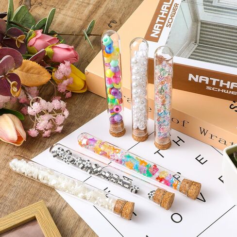 50pcs أنابيب اختبار الزجاج مع سدادات Cork صافية مستديرة مختبر المختبر المختبر الحاشيات الزجاج قوارير الحاويات للنباتات التجارب العلمية تفضلات تخزين الحلوى (35 مل) in Saudi Arabia