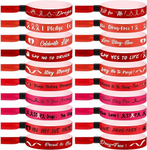 200 PCS Live Drug Free Wristband Bulk Red Rebon Week Wristbands Red Rebon Ribbon Awarenents For Actors Anti Drugs Events تزود الأساور للنشاط الخيري العام in Saudi Arabia