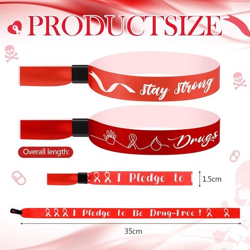 200 PCS Live Drug Free Wristband Bulk Red Rebon Week Wristbands Red Rebon Ribbon Awarenents For Actors Anti Drugs Events تزود الأساور للنشاط الخيري العام in Saudi Arabia