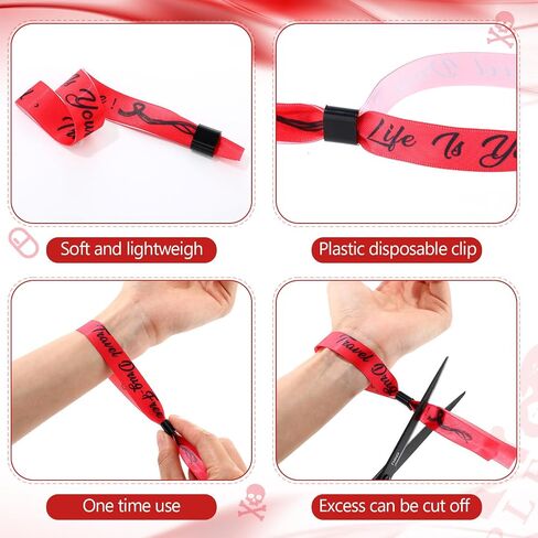 200 PCS Live Drug Free Wristband Bulk Red Rebon Week Wristbands Red Rebon Ribbon Awarenents For Actors Anti Drugs Events تزود الأساور للنشاط الخيري العام in Saudi Arabia