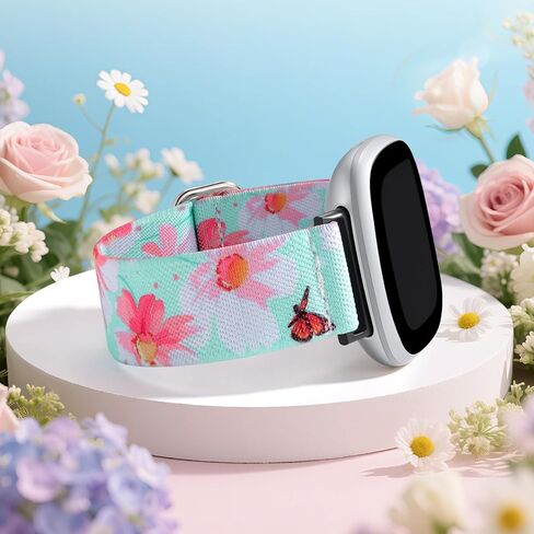 Odbeai Stretchy Band Compatible with Fitbit Versa 4 Bands for Woman/Versa 3 Bands Women/Sense 2 /Sense Band, Adjustable Elastic Nylon Sport Cute Stretch Stylish Replacement Wristbands Strap in Kuwait