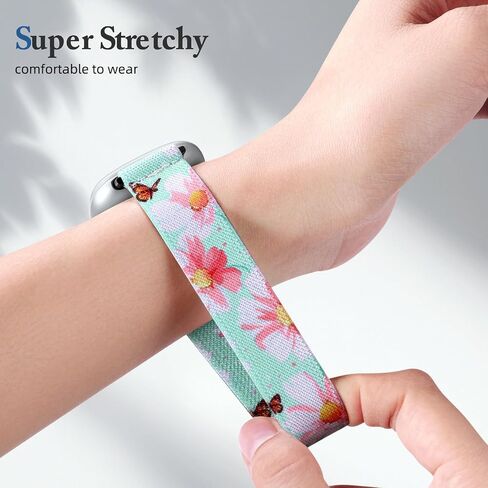 Odbeai Stretchy Band Compatible with Fitbit Versa 4 Bands for Woman/Versa 3 Bands Women/Sense 2 /Sense Band, Adjustable Elastic Nylon Sport Cute Stretch Stylish Replacement Wristbands Strap in Kuwait