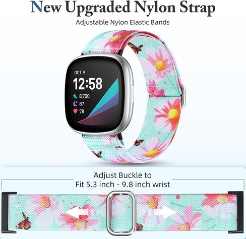 Odbeai Stretchy Band Compatible with Fitbit Versa 4 Bands for Woman/Versa 3 Bands Women/Sense 2 /Sense Band, Adjustable Elastic Nylon Sport Cute Stretch Stylish Replacement Wristbands Strap in Kuwait