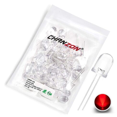 chanzon 50 pcs 10 مم أضواء الصمام الثنائي LED Red (RELAY ROLED DC 2V 20MA) مصابيح مصباح الإضاءة الساطعة مكونات إلكترونيات مؤشر مصابيح مؤشر مصباح ينبعث منه الثنائيات in Kuwait