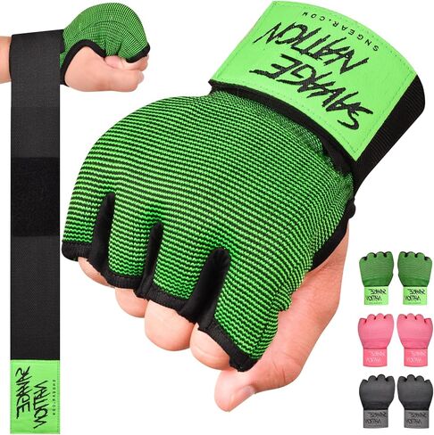 يلف اليد Besavage Boxing قفازات داخلية للرجال والنساء - قفازات MMA المبطنة بالهلام مع أحزمة معصم 80 سم - Muay Thai ، Kickboxing ، اللكم ، التفاف التدريب تحت قفازات الملاكمة in Kuwait